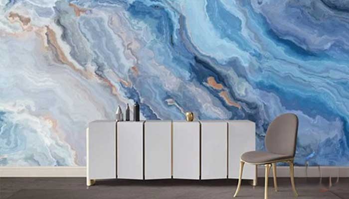 نمای واقعی سنگ مرمر آبی در طراحی داخلی