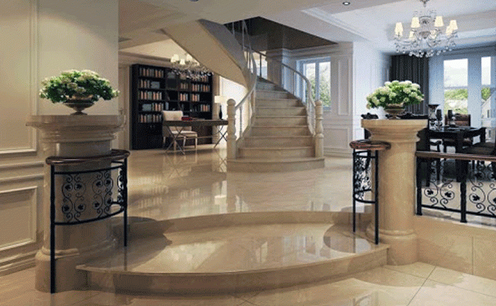 نمای واقعی سنگ مرمریت آباده در کفپوش داخلی